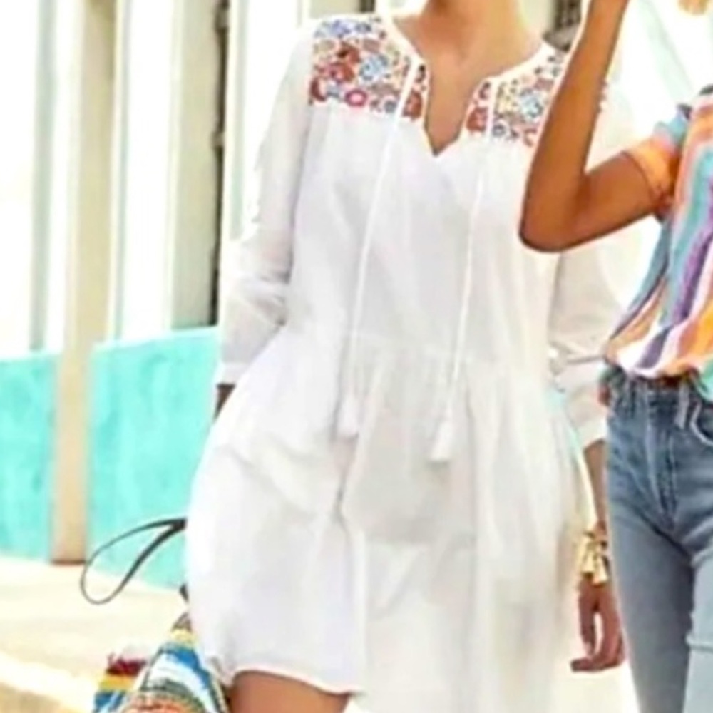 Jcrew size small, white embroidered dress